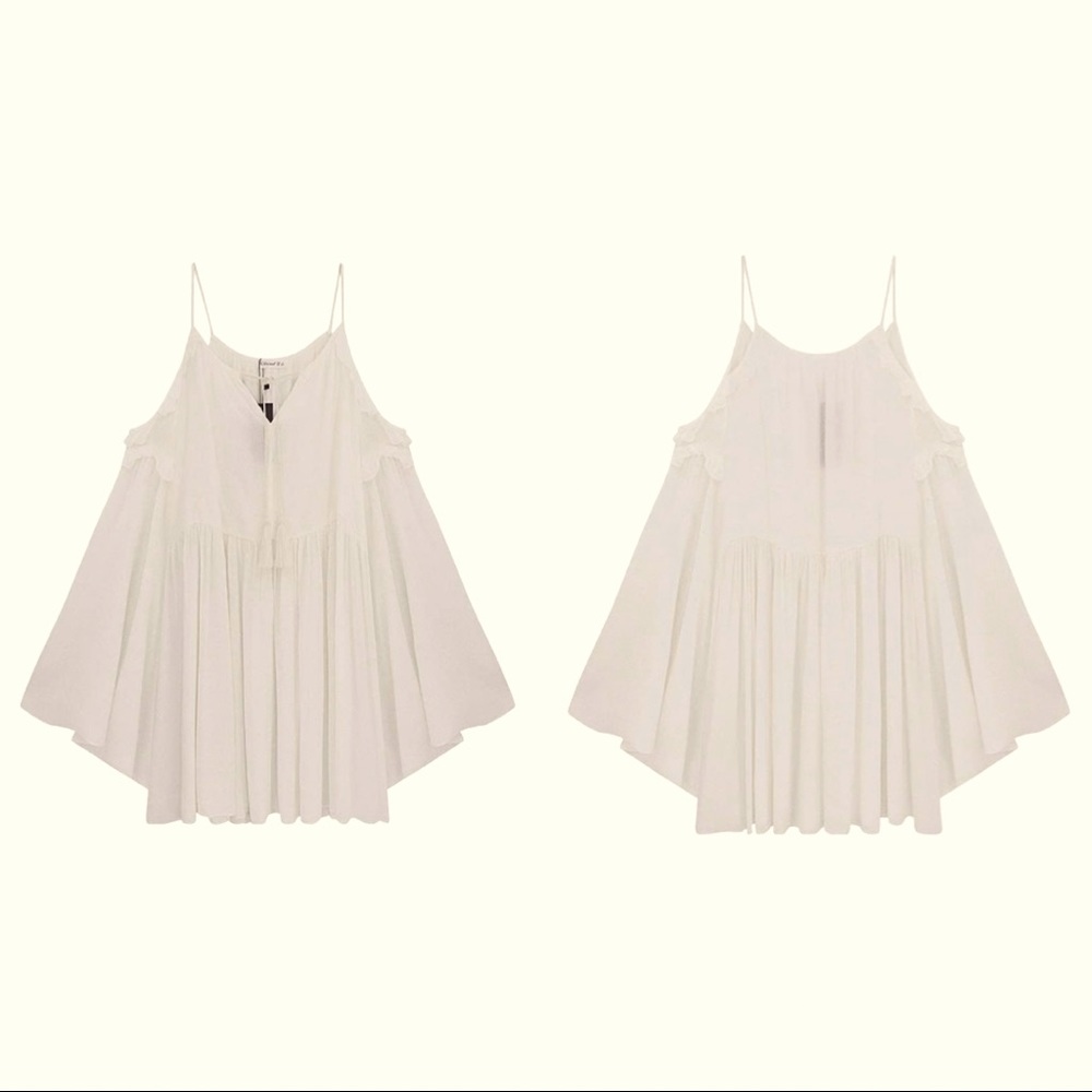 Women's Cotton Long Sleeve V Neck Cold Shoulder Casual Ruffles Short Dress
